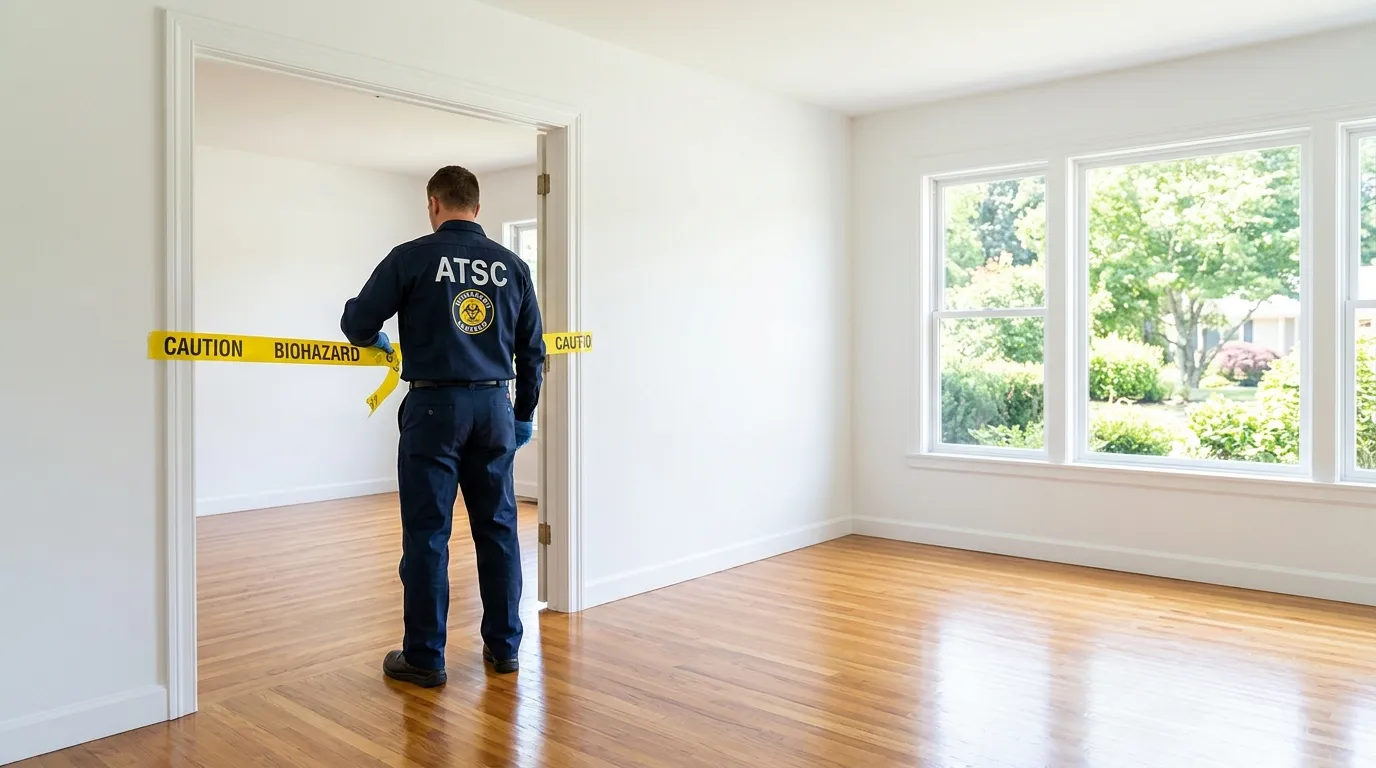 Certified biohazard cleanup crew performing Decomposition Cleanup in Islip